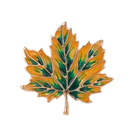 Dreuyet Maple Leaf Brooch Pin for Women Rhinestone Crystal Fall Thanksgiving Vintage Colorful Maple Leaf Enamel Lapel Pin Party Prom Wedding Thanksgiving Autumn Jewelry Gift (Yellow Green)