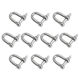 Eilumduo 10Pcs M6 1/4" Stainless Steel Mini D Shaped Bow Shackle for Paracord Jewelry, Marine Tackle