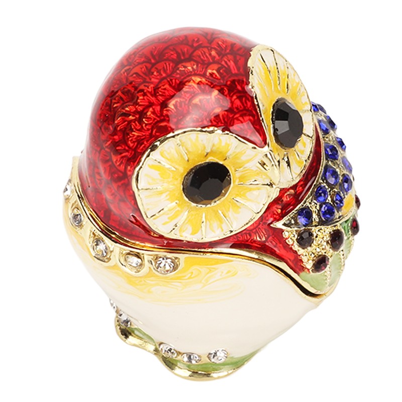 Metal Trinket Box Owl Shape Shiny Exquisite Zinc Alloy Jewelry