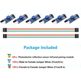 WWZMDiB 6Pcs IR Infrared Sensor 3-Wire Reflective Photoelectric Module for Arduino