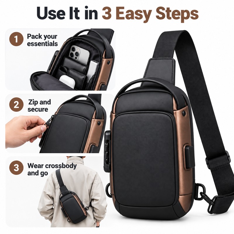 Men’s Sling Bag for Daily Commute – Oxford Crossbody Chest