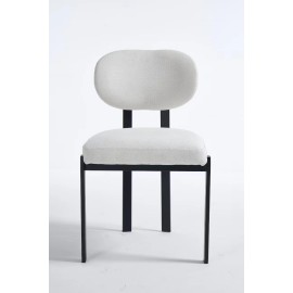 Modern Dining Room Chairs Set of 2, Mid-Century Upholstered Boucle Kitchen Dining Chairs with Black Metal Legscolor: beige, size: W19.29''*D21.45''*H31.89''