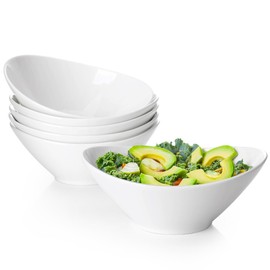 Teocera 7 Inch Salad Bowls Set of 6, 18 oz Large Soup Bowls– Microwave & Dishwasher Safe, for Pasta, Snacks, White