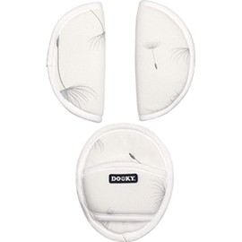 Dooky Universal Pads Seat Belt Protectors & Seat Belt Pads for Baby Car Seat, Pram & Car Seat (Dandelion Design, Fits 3 & 5 Point Belts, Age Group 0+, Most Brands) - White