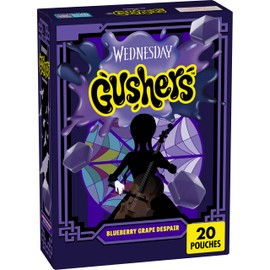 Gushers Wednesday TV Series Fruit Flavored Snacks, Blueberrry Grape Despair, 20 Pouches, 16 oz