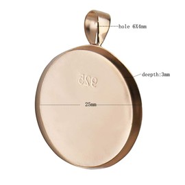 925 Sterling Silver 16mm/25mm Blank Pendant Base Round Cabochon Settings Bezel Trays for DIY Necklace Jewelry Making, 25mm round with bail, Rose Gold Sterling Silver Resin