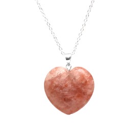 Gempires Sunstone Love Heart Necklace for Women, Crystal Stone Pendant with 18 + 2 inch Adjustable Silver Plated Chain, Dainty Jewelry, Gift for Her (Sunstone)
