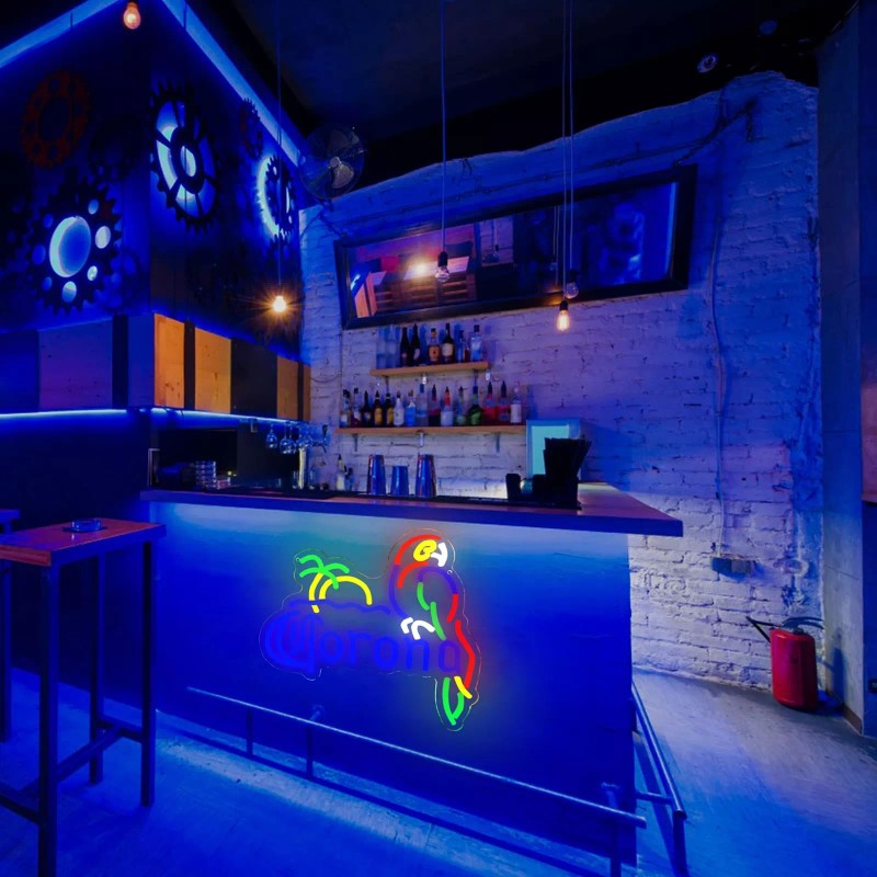 KODGGHK Corona Neon Sign Parrot Neon Lights for Bar Decor,