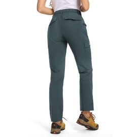 BGOWATU Women's Cargo Hiking Pants Travel Lightweight Water Resistant Quick Dry Work Fishing Pants with Zipper Pockets Grey Blue L