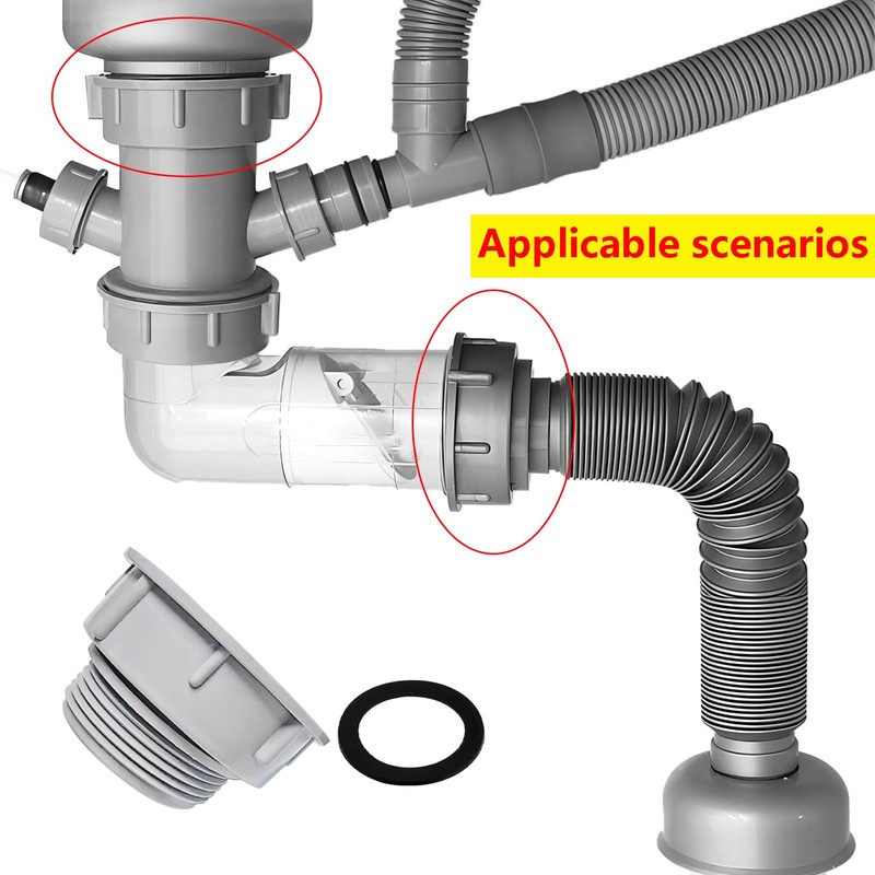 Qrity Kitchen Sink Drain Pipe Joint Thread Hose Connector 60