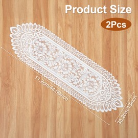 Shimmeroo 2PCS Lace Table Runners Crochet Rectangular Table Runner White Tablecloth Dining Dresser Scarf Doilies Decoration Scarf Night Tables Bedside Tables Doilies,44 X 13 Inches(White)
