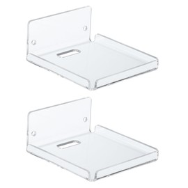 PATIKIL 4" Small Floating Shelves, 2 Pcs Clear Acrylic Shelves for Wall Small Clear Wall Shelf Bathroom Shelves with Cable Manager for Bedroom Living Room Book Shelf Kitchen
