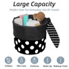 Eslifey Large Barrel Drawstring Makeup Bag, Polka Dot Black and
