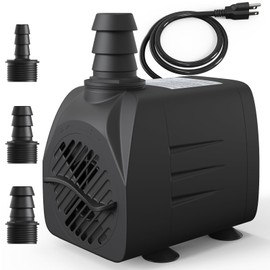 400GPH Submersible Water Pump(1500L/H, 25W), waatoos Durable Outdoor Fountain Pump with 6.5ft Power Cord,3 Nozzles for Aquarium, Fish Tank, Pond, Hydroponics, Statuary (Black)