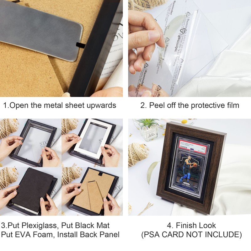 tutata PSA Graded Card Display Frame, Walnut Frame for PSA