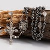 Nazareth Store St Michael Rosary Hematite Stone Beads Necklace Metal