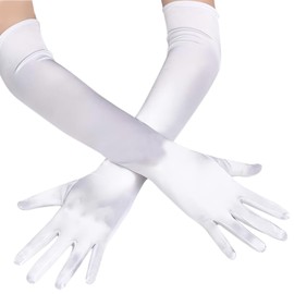 Kirakirabunpunmaru Long Gloves, Satin-Style Wedding Gloves, Bridal, Bridal, Opera Gloves, Black, White, Red, Cosplay, white
