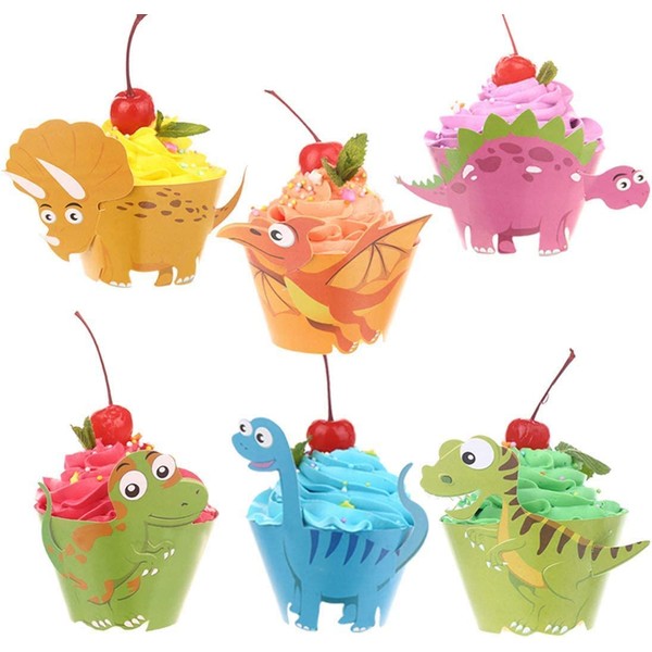 Dinosaur Birthday Party Cupcake Wrappers 48 pcs Kids Birthday Party Supplies by CCINEE