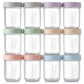 VITEVER 12 Pack Glass Baby Food Storage Containers - 8 oz Baby Food Storage Jars With Lids, Baby Food Maker, Microwave, Dishwasher & Freezer Safe