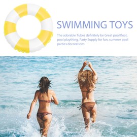 ABOOFAN Float Ring, Outer Diameter: Approx. 35.4 inches (90 cm), Inner Diameter: Approx. 13.8 inches (35 cm), Children, Yellow, Adults, Float, Rainbow Type, Pool, Swimming, Water Play, Cute, Thick,