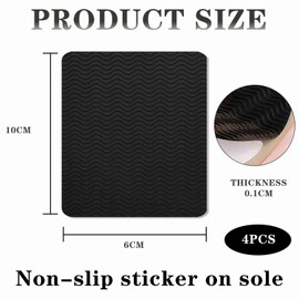 4 Pcs Sole Protector,Rubber Soles for Shoes Women,Anti Slip Sole Grip,Stick on Shoe Sole Protectors for Mens,for all High Heels,Thin Heels,Wedges,Casual shoes (Black)