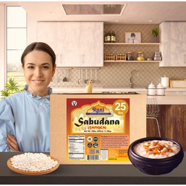 Rani Sabudana (Tapioca/Sago) Pearls 400oz (25lbs) 11.36kg Bulk Box ~ All Natural | Vegan | No Colors | NON-GMO | Indian Origin