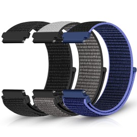 Relting Sport Loop Nylon Band 16mm 18mm 19mm 20mm 22mm Watch Band Quick Release,Soft Fabric Nylon Adjustable Rugged Velcro Replacement Wristband Strap for Men Women (Black+Gray+Midnight Blue, 22mm)