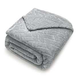 Whale Flotilla Breathable Fleece Throw Blanket for Couch Sofa(50x65 Inch), Super Soft Fuzzy Blankets for All Season, Lightweight and Fluffy, Light Grey(Leaf)