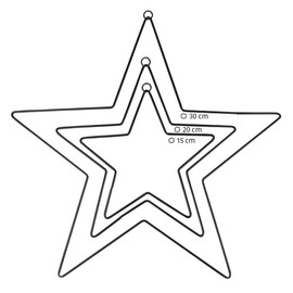Ideen mit Herz Metal Rings in Star Shape, Metal Stars with Hanging Eyelet, 3 mm Thick, Pack of 3, Various Sizes: Diameter 15 cm, 20 cm, 30 cm, Decorative Pendant Crafts, Window Decoration, Decorative
