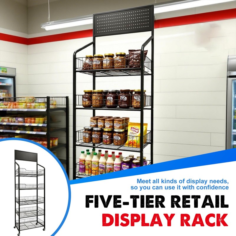 5 Tier Retail Candy Display Rack Metal Storage Shelf with