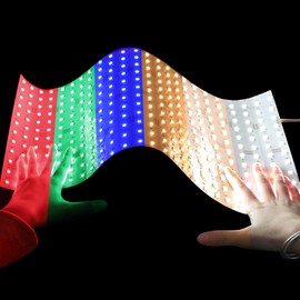 24X12cm 19"x9.5" Flexible LED Panel Sheet RGBCCT 5in1 Color Changing Ultra Thin Cuttable 60W 2.5A 24V LED Light Sheet RGBWW 2600K~6500K, Adhesive Backing (RGB+CCT(2600-6500k))