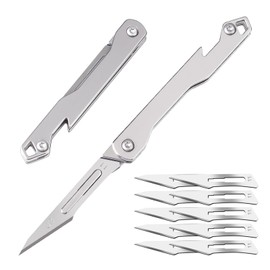 edcfans Folding Scalpel Knife, Small Pocket Knife for Men with 10pcs Surgical Replaceable Blades #11, EDC Utility Knives, Outdoor Edge Knives for Hunting, Skinning