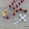 Baptism Rose Petal Scented Rosary - 6 Pcs Red Rosaries