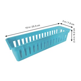 Plastic Classroom Storage Baskets, Colorful Crayon Pencil Organization Baskets, Small Caddy Pencil Containers Organizer Bins for Desk, Pen Holder Trays for Home Drawer Office Supplies (12 Pack)