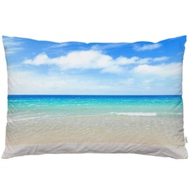 EKOBLA Throw Pillow Cover Tropical Sandy Beach Theme Ocean Sea Sunshine Vocation Outdoor Summer Time Waves Decor Lumbar Pillow Case Cushion for Sofa Couch Bed Standard Queen Size 20x30 Inch