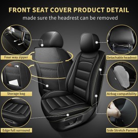 RAWAKORW Custom Fit Rogue Car Seat Covers for Nissan Rogue 2021 2022 2023 2024 2025 5 Seat Covers Full Set Waterproof Leather Seat Protectors(Black)