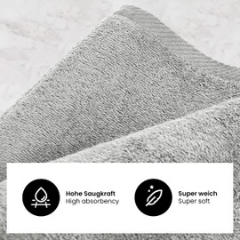 BaSaTex - Hand Towel Set for Household and Guests Pack of 4 - Terry Towels with Hanging Loop Made of Soft Cotton in 50 x 100 cm - Bath Towels Oeko-Tex Standard 100 Certified - Grey Anthracite