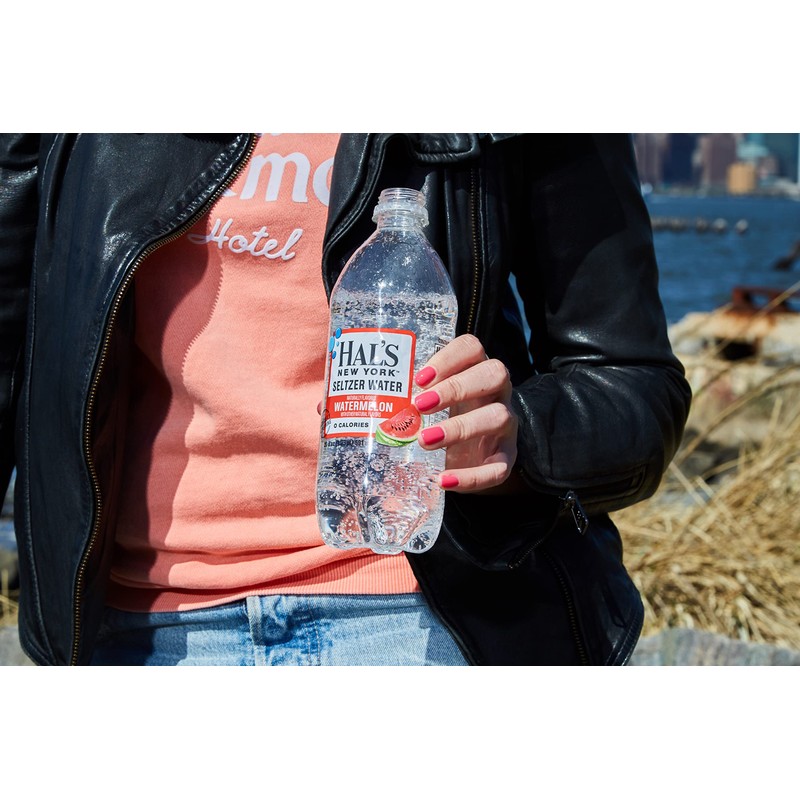 Hal's New York Seltzer Water, Watermelon Sparkling Water, 20 Fl