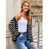Glamaker Womens Striped Cardigan Sweaters - Long Sleeve Button Open
