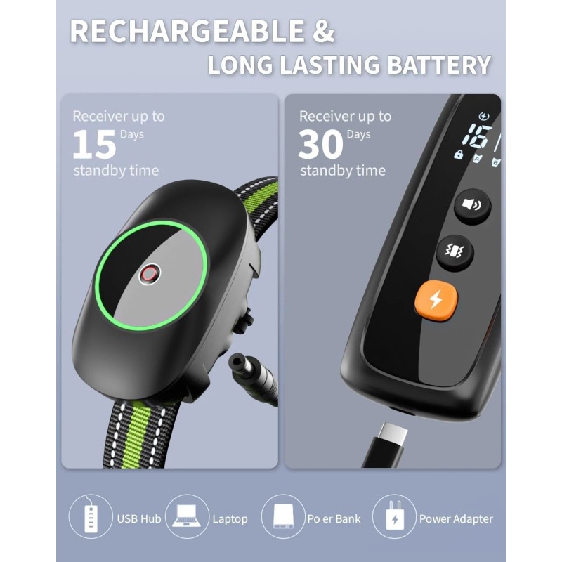 Woehraed 2PACK Dog Electric Training Collars Remote Waterproof E-Collar -