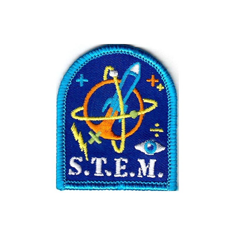 "S.T.E.M." PATCH-Iron On Embroidered Patch-Science,Technology,Enginnering,Math