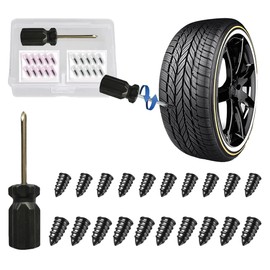 GradCap 20pcs Tyre Repair Kit, Tire Rubber Nails Tool, Self-Service Car Wheel Puncture Repair Screws with Screwdriver Set for Auto, Motorcycle, Bike, Truck, Tractor, Jeep, ATV (10S & 10L)