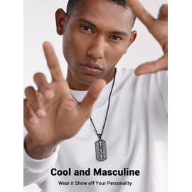 Mens Cool Black Razor Blade Necklace Cubic Zirconia Dog Tag Chain Necklace Grunge Jewelry
