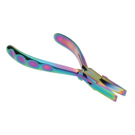 The Beadsmith Chroma Series Flat Nose Pliers, 5.5" (140mm) with Hardened Stainless-steel Head, Rainbow Titanium Coating, Contoured Comfort Grip Handle and Double-leaf Spring, Tool for Jewelry Making