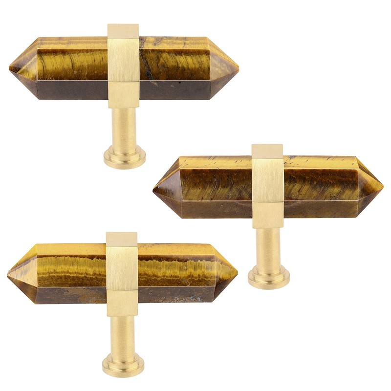 rockcloud Pack of 2 Crystal Point Stone Drawer Knobs with
