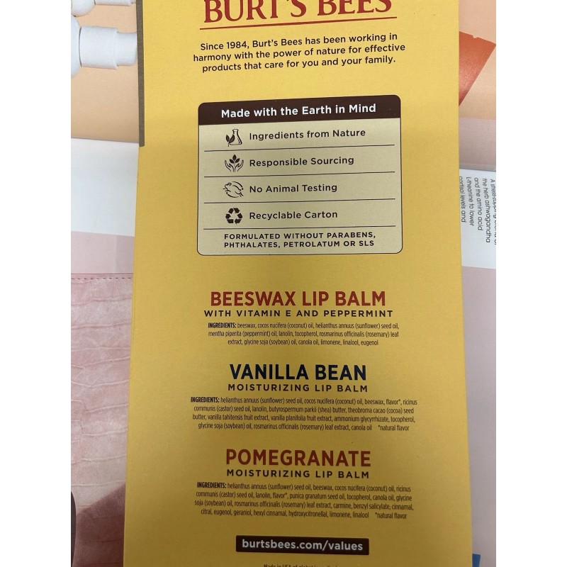 Burt's Bees 100% Natural Original Lip Balm 12-Pack, Includes 4