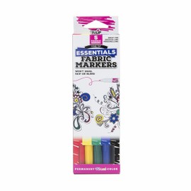 Tulip Permanent Nontoxic Markers Essentials 5 Pack-Fine Bullet Tip, Child Safe, Minimal Bleed & Fast Drying. Premium Quality for T-Shirts Clothes, Shoes, Bags & Other Fabric Materials