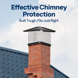 VIVOHOME 9x9 Inch Chimney Cap, Square Chimney Cover, Galvanized Steel Fireplace Flue Lid for Outside, Black Chimney Rain Caps with Single Bolt-on