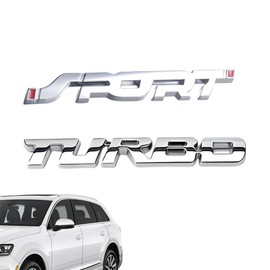 3D Metal Car Aufkleber Sticker Aufkleber Auto, 2 Stück, Auto Emblem Badge Sticker Trunk Bumper Decal, Aufkleber Schriftzug Auto Körper Heckklappe Abzeichen Für Auto, je 1 TURBO groß und 1 SPORT