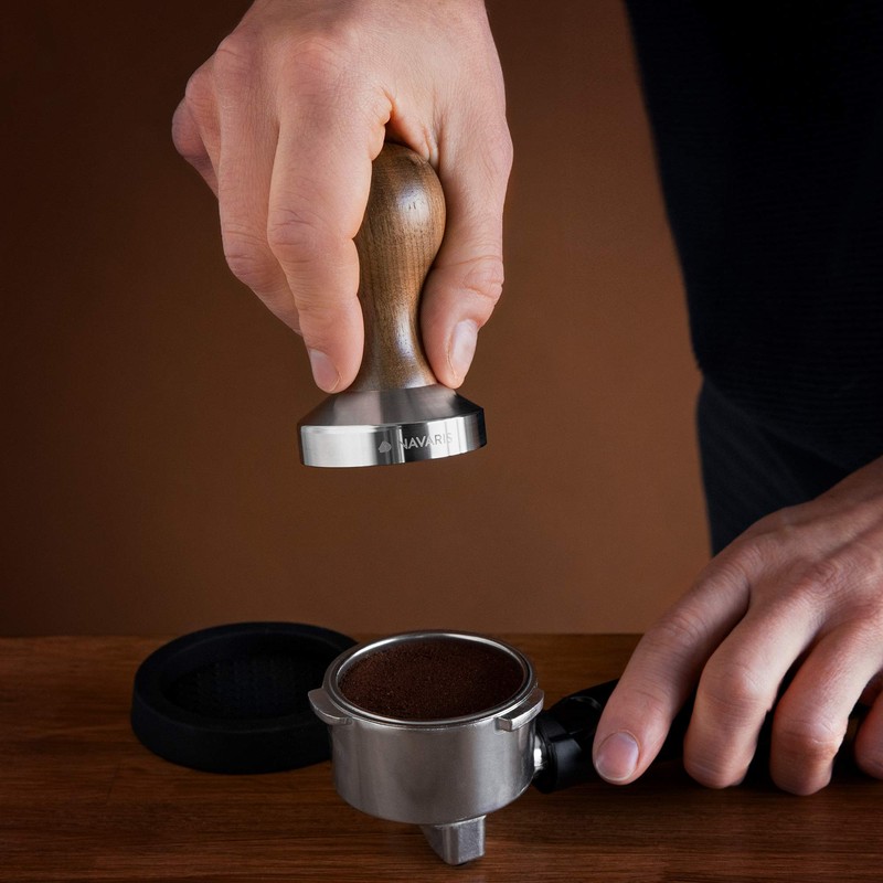 Navaris Coffee Tamper - Handheld Stainless Steel Espresso Press with